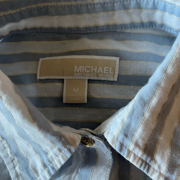 Michael Kors Blue and White Striped womens Shirt M - Picture 3 of 5